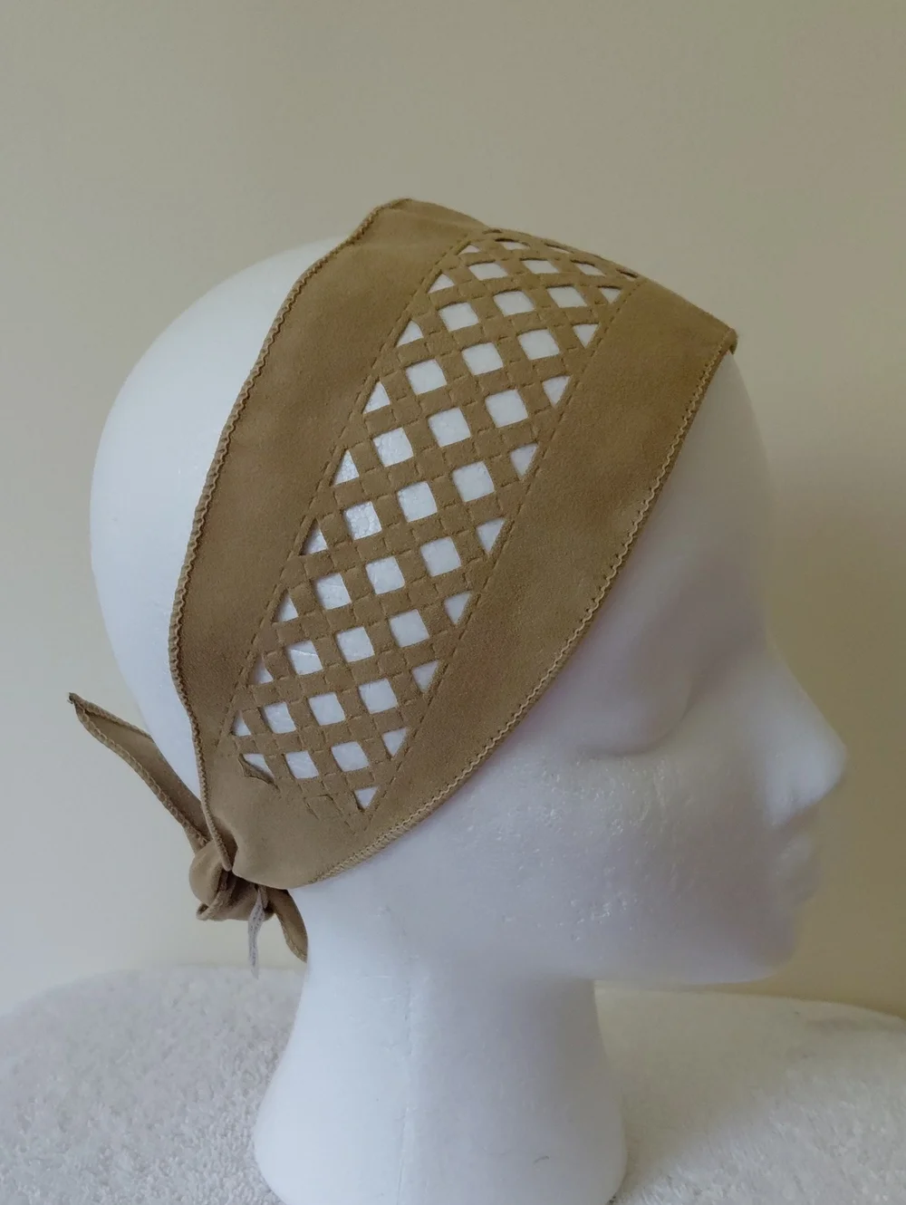 Tan Lattice Tie Headband